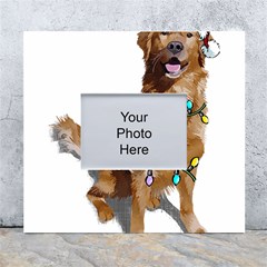 Golden Retriever Dog T- Shirt Golden Retriever Dog Santa Christmas Tree Lights Xmas T- Shirt White Wall Photo Frame 5  X 7  by ZUXUMI