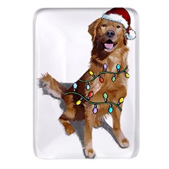 Golden Retriever Dog T- Shirt Golden Retriever Dog Santa Christmas Tree Lights Xmas T- Shirt Rectangular Glass Fridge Magnet (4 Pack)