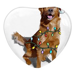 Golden Retriever Dog T- Shirt Golden Retriever Dog Santa Christmas Tree Lights Xmas T- Shirt Heart Glass Fridge Magnet (4 Pack)