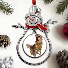 Golden Retriever Dog T- Shirt Golden Retriever Dog Santa Christmas Tree Lights Xmas T- Shirt Metal Snowman Ornament