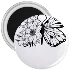 Butterfly T- Shirt Floral Butterfly T- Shirt 3  Magnets by JamesGoode