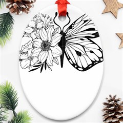 Butterfly T- Shirt Floral Butterfly T- Shirt Ornament (oval)