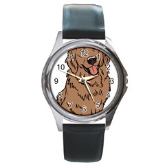 Golden Retriever T- Shirt A Golden Retriever T- Shirt Round Metal Watch