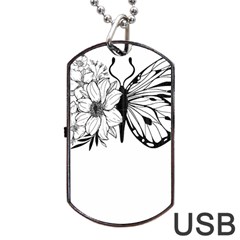 Butterfly T- Shirt Floral Butterfly T- Shirt Dog Tag Usb Flash (one Side) by JamesGoode