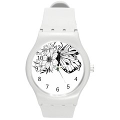 Butterfly T- Shirt Floral Butterfly T- Shirt Round Plastic Sport Watch (m) by JamesGoode