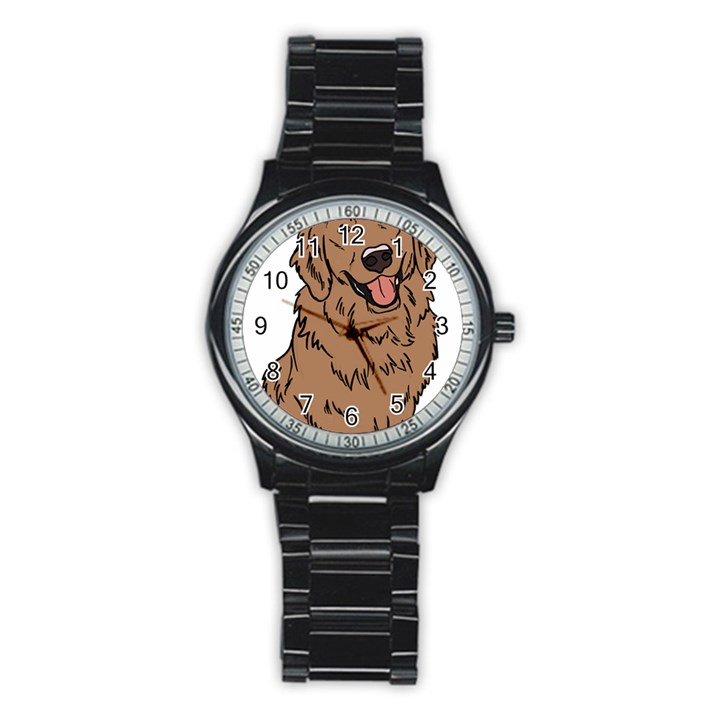 Golden Retriever T- Shirt A Golden Retriever T- Shirt Stainless Steel Round Watch