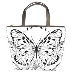 Butterfly T- Shirt Moon Butterfly T- Shirt Bucket Bag by JamesGoode