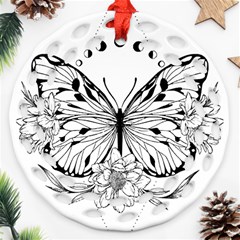 Butterfly T- Shirt Moon Butterfly T- Shirt Round Filigree Ornament (two Sides)