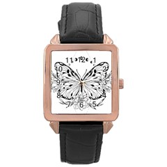 Butterfly T- Shirt Moon Butterfly T- Shirt Rose Gold Leather Watch  by JamesGoode