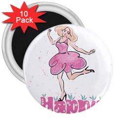 Happy Girl 3  Magnets (10 Pack)  by SychEva