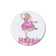 Happy Girl Rubber Coaster (round) by SychEva