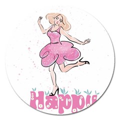 Happy Girl Magnet 5  (round) by SychEva