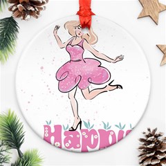 Happy Girl Round Ornament (two Sides)