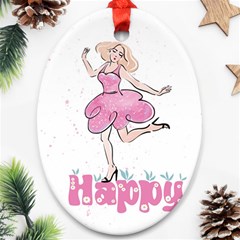 Happy Girl Oval Ornament (two Sides)