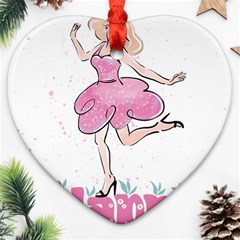 Happy Girl Heart Ornament (two Sides)