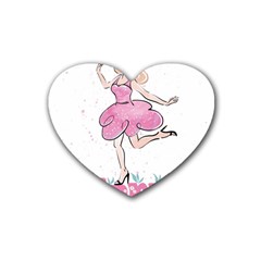 Happy Girl Rubber Heart Coaster (4 Pack) by SychEva