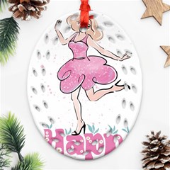 Happy Girl Ornament (oval Filigree)