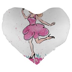 Happy Girl Large 19  Premium Heart Shape Cushions by SychEva