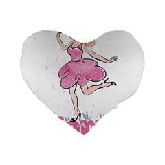 Happy Girl Standard 16  Premium Flano Heart Shape Cushions by SychEva