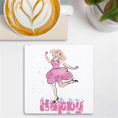 Happy Girl Uv Print Square Tile Coaster  by SychEva