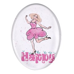 Happy Girl Oval Glass Fridge Magnet (4 Pack) by SychEva