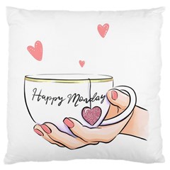 Happy Monday Large Cushion Case (two Sides) by SychEva