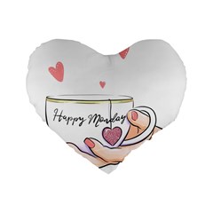 Happy Monday Standard 16  Premium Heart Shape Cushions by SychEva