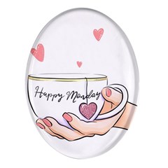 Happy Monday Oval Glass Fridge Magnet (4 Pack) by SychEva