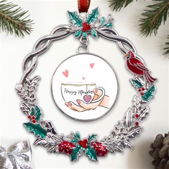 Happy Monday Metal X mas Wreath Holly Leaf Ornament