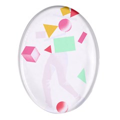 Abstract Art Design T- Shirt Abstract Illustration T- Shirt Oval Glass Fridge Magnet (4 pack)