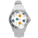 Abstract Circle Pastel Pattern T- Shirt Abstract Circle Pastel Pattern T- Shirt Round Plastic Sport Watch (L) Front