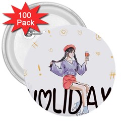 Holiday 3  Buttons (100 Pack) 