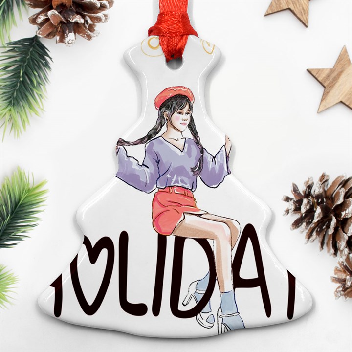 Holiday Christmas Tree Ornament (Two Sides)