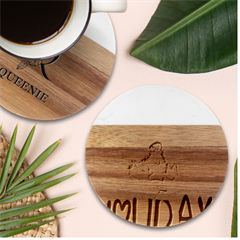 Holiday Marble Wood Coaster (round)