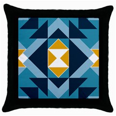 Abstract Pattern T- Shirt Hourglass Pattern  Sunburst Tones Abstract  Blue And Gold  Soft Furnishing Throw Pillow Case (black) by EnriqueJohnson