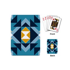 Abstract Pattern T- Shirt Hourglass Pattern  Sunburst Tones Abstract  Blue And Gold  Soft Furnishing Playing Cards Single Design (mini) by EnriqueJohnson