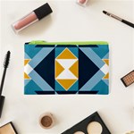 Abstract Pattern T- Shirt Hourglass Pattern  Sunburst Tones Abstract  Blue And Gold  Soft Furnishing Cosmetic Bag (XS) Front