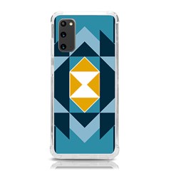 Abstract Pattern T- Shirt Hourglass Pattern  Sunburst Tones Abstract  Blue And Gold  Soft Furnishing Samsung Galaxy S20 6 2 Inch Tpu Uv Case by EnriqueJohnson