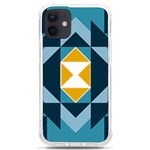 Abstract Pattern T- Shirt Hourglass Pattern  Sunburst Tones Abstract  Blue And Gold  Soft Furnishing iPhone 12 mini TPU UV Print Case	 Front