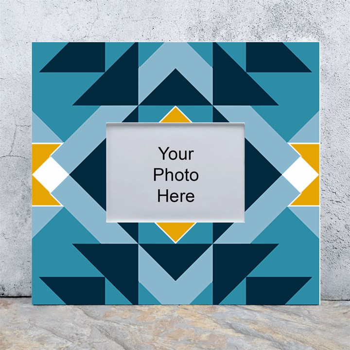 Abstract Pattern T- Shirt Hourglass Pattern  Sunburst Tones Abstract  Blue And Gold  Soft Furnishing White Wall Photo Frame 5  x 7 