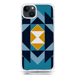 Abstract Pattern T- Shirt Hourglass Pattern  Sunburst Tones Abstract  Blue And Gold  Soft Furnishing Iphone 14 Plus Tpu Uv Print Case by EnriqueJohnson