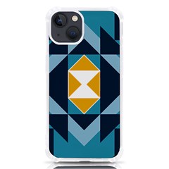 Abstract Pattern T- Shirt Hourglass Pattern  Sunburst Tones Abstract  Blue And Gold  Soft Furnishing Iphone 13 Tpu Uv Print Case by EnriqueJohnson