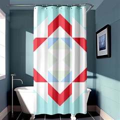 Abstract Pattern T- Shirt Hourglass Pattern  Urban Tones Abstract  Blue And Red  Soft Furnishings 4 Shower Curtain 36  X 72  (stall)  by EnriqueJohnson