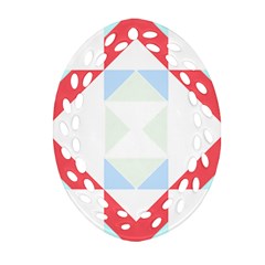 Abstract Pattern T- Shirt Hourglass Pattern  Urban Tones Abstract  Blue And Red  Soft Furnishings 4 Oval Filigree Ornament (two Sides)