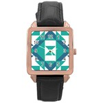 Abstract Pattern T- Shirt Hourglass Pattern Rose Gold Leather Watch  Front