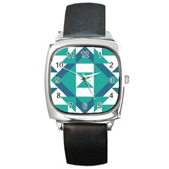 Abstract Pattern T- Shirt Hourglass Pattern Square Metal Watch by EnriqueJohnson