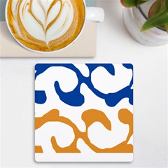 Abstract Swirl Gold And Blue Pattern T- Shirt Abstract Swirl Gold And Blue Pattern T- Shirt Uv Print Square Tile Coaster  by EnriqueJohnson