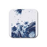 Abstract T- Shirt Abstract Colourful Aesthetic Beautiful Dream Love Romantic Design Vintage Sea Blue Rubber Coaster (Square) Front