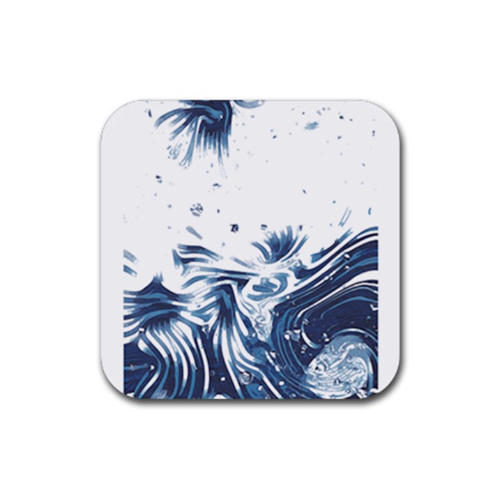 Abstract T- Shirt Abstract Colourful Aesthetic Beautiful Dream Love Romantic Design Vintage Sea Blue Rubber Coaster (Square)