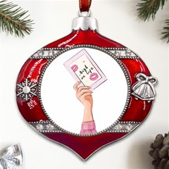 Hand 1 Metal Snowflake And Bell Red Ornament